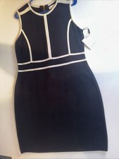 Calvin Klein Dress Womens Black Knit A Line Sleeveless Back Zipper Classic