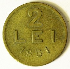 ROMANIA 2 Lei 1951 - Copper/Nickel/Zinc - aUNC - 3405