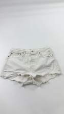 Levi's 501 Shorts Womens 32 White Distressed High Rise Button Fly Waterless