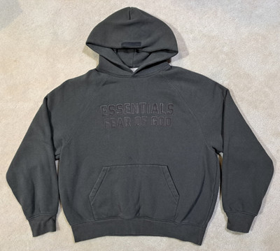 Fear of God Essentials Hoodie Size XS Green Pullover Sweatshirt Velvet Letters