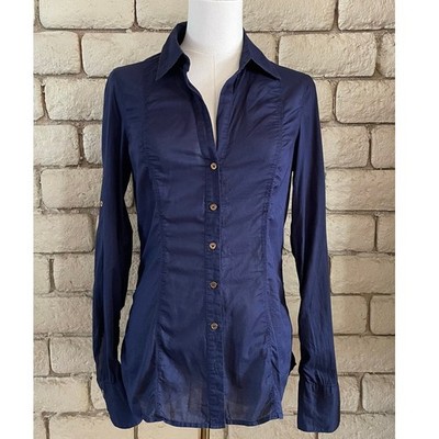Express Women's ''The Essential Shirt''   Navy Blue Button Down Shirt Size XS