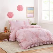 7 Pieces Full/Queen Pink Bedding Comforter Set for Girls with Matching Sheets...