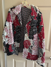 Chico's Women's Blazer Jacket Open Front Floral Print Reveresible