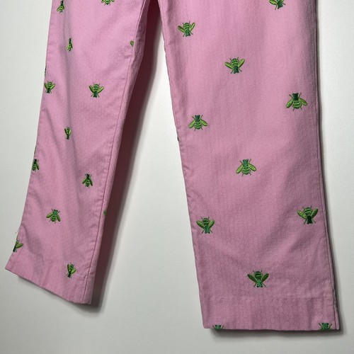 lilly pulitzer women’s pink cropped pants with green embroidered bees size 2 - Picture 6 of 9
