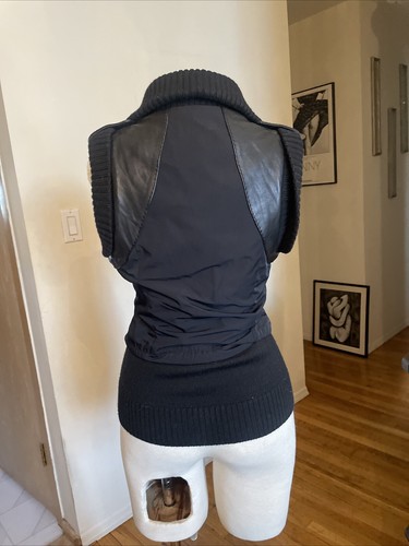 BCBG Maxazaria Viggo Black Leather & Sweater Knit Combo Moto Vest Size XS - Picture 8 of 24