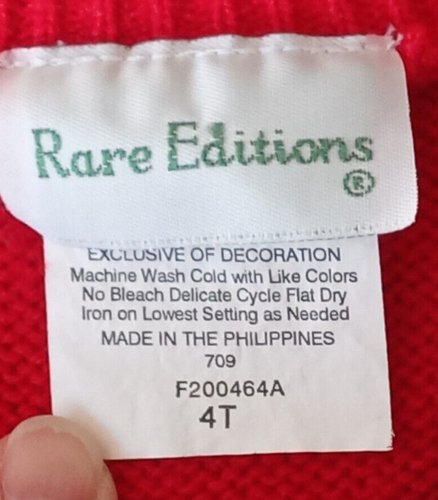 Vtg Rare Editions Girls Red School Days Knit Cardigan Sweater Size 4T Acrylic - Picture 5 of 10