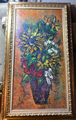 Huge Henri D'Anty (1910 - 1998) ''Still Life With Flowers'' Oil Painting - Framed