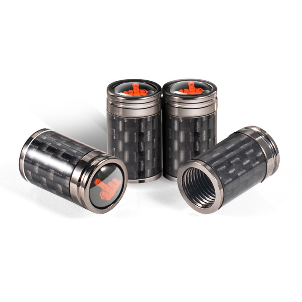Middle Finger Car Rim 4x Carbon Fiber Red Middle Finger Car Wheel Tire Air Valve Dust Cap ...