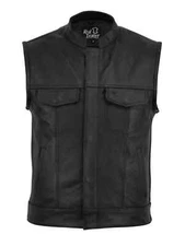 New Black Color Biker Style Premium Quality Leather Motor Cycle Style Vest