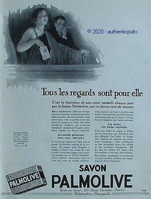 REKLAME PALMOLIVE SEIFE ALLE BLICKE SIND FÜR SIE IM THEATER VON 1926 AD