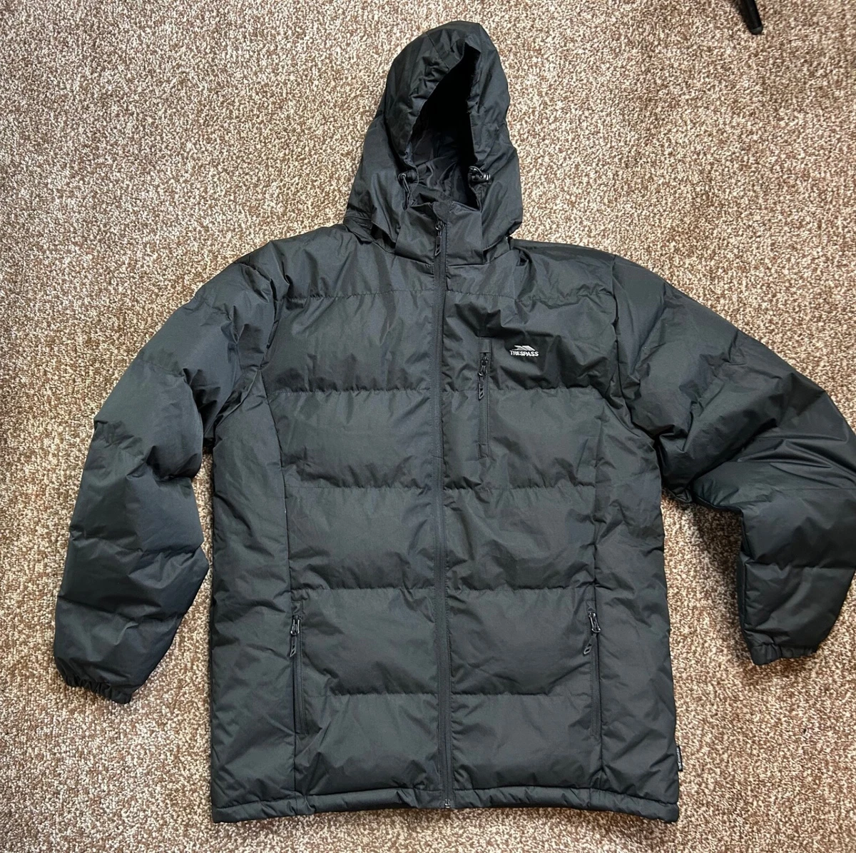 TRESPASS TECHNICAL TP50 2000mm BNWOT Black Waterproof Padded Hooded Mens Coat XL