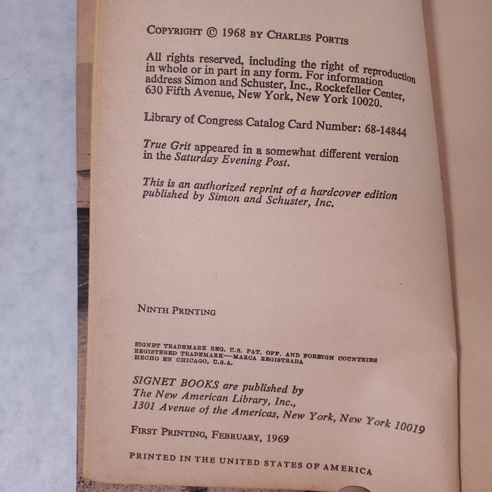 True Grit - 1969 Softcover by Charles Portis