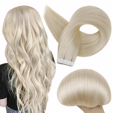 Platinum Blonde Tape-In Hair Extensions 22" Remy Human Hair 20Pcs Seamless