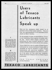 1930 Texaco Lubricants "Customers Speak Up" Texas Company New York City Print Ad