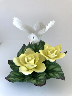 Dove with Yellow Roses Sculpture Beta Sigma Phi Figurine ￼