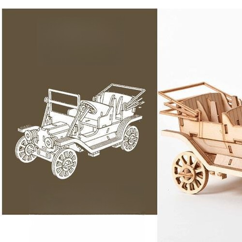 Puzzle 3D giocattoli legno fai da te auto classica giunzione auto regali compleanno per bambini - Foto 3 di 6
