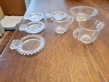 IMPERIAL CANDLEWICK Ashtray Coasters Cream & Sugar Small Bowl 1940'S