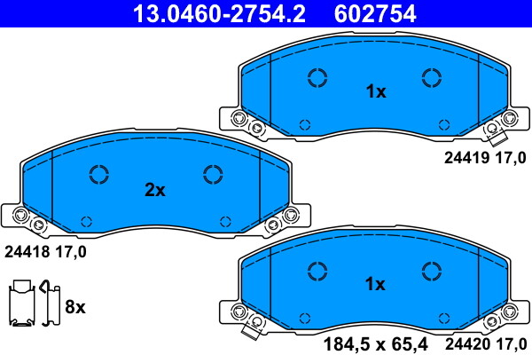 ATE 13.0460-2754.2 Bremsbelagsatz, Scheibenbremse Vorderachse FÜR Opel Saab VAU-image