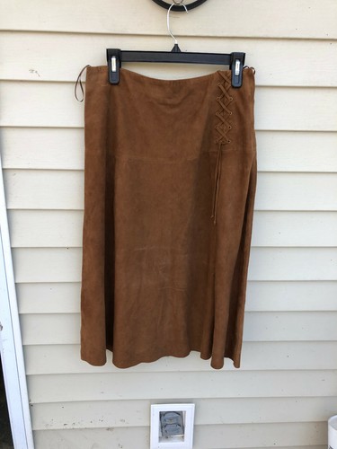 Sundance Womens Size 8 Suede Delight Leather Skirt A-Line Brown Fully Lined - Picture 2 of 9