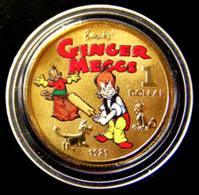 2021 Australia Ginger Meggs playing Cricket + Queen Elizabeth II  Unique $1 coin