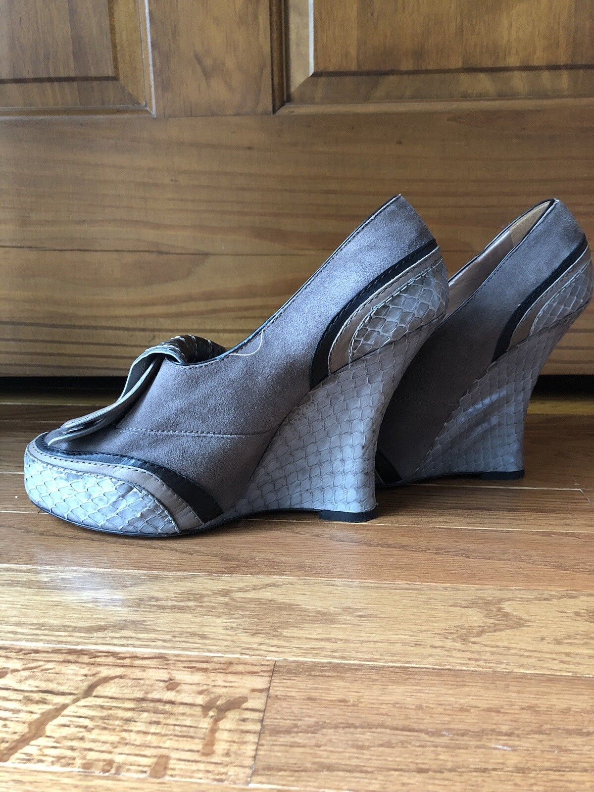 Tabitha Simmons Python Josephi Wedge Shoes Taupe … - image 10