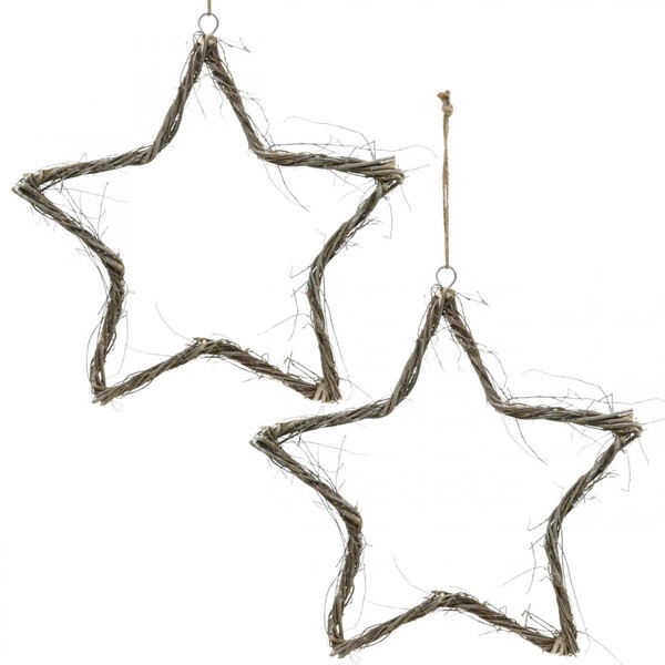 Weihnachtsdeko Stern, Fensterdeko Weiß Ulme 40Cm, 2Er Set, Adventsdeko Mit-image