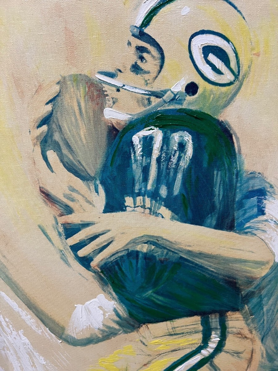 1960's Vintage Dave Boss David NFL Green Bay Packers Oil Painting