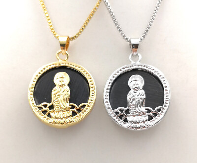 Black Multicolor Green Purple Opal 18KGP Guanyin Kwan-yin