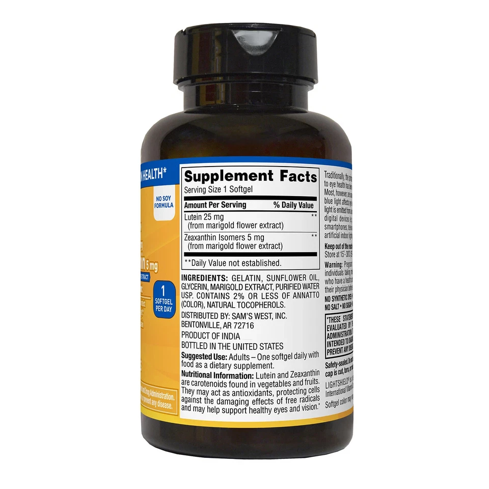 Member's Mark Lutein 25mg Zeaxanthin 5mg (150 ct.) - Image 3 of 4