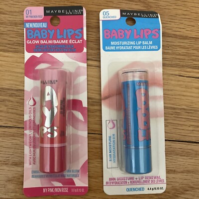 MAYBELLINE BABY LIPS 01 My Pink  05 Quenched New Sealed 2 Tubes