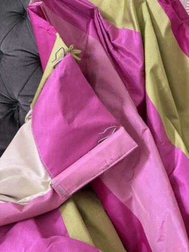 DESIGNERS GUILD THERMAL FRENCH BLACKOUT GREEN PINK STRIPE SILK BESPOKE CURTAINS - Picture 22 of 24