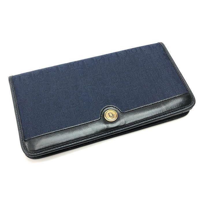 小物 Christian Dior Trotter Long Wallet Christian Dior Long Wallet trotter Pattern Navy Vintage fashion