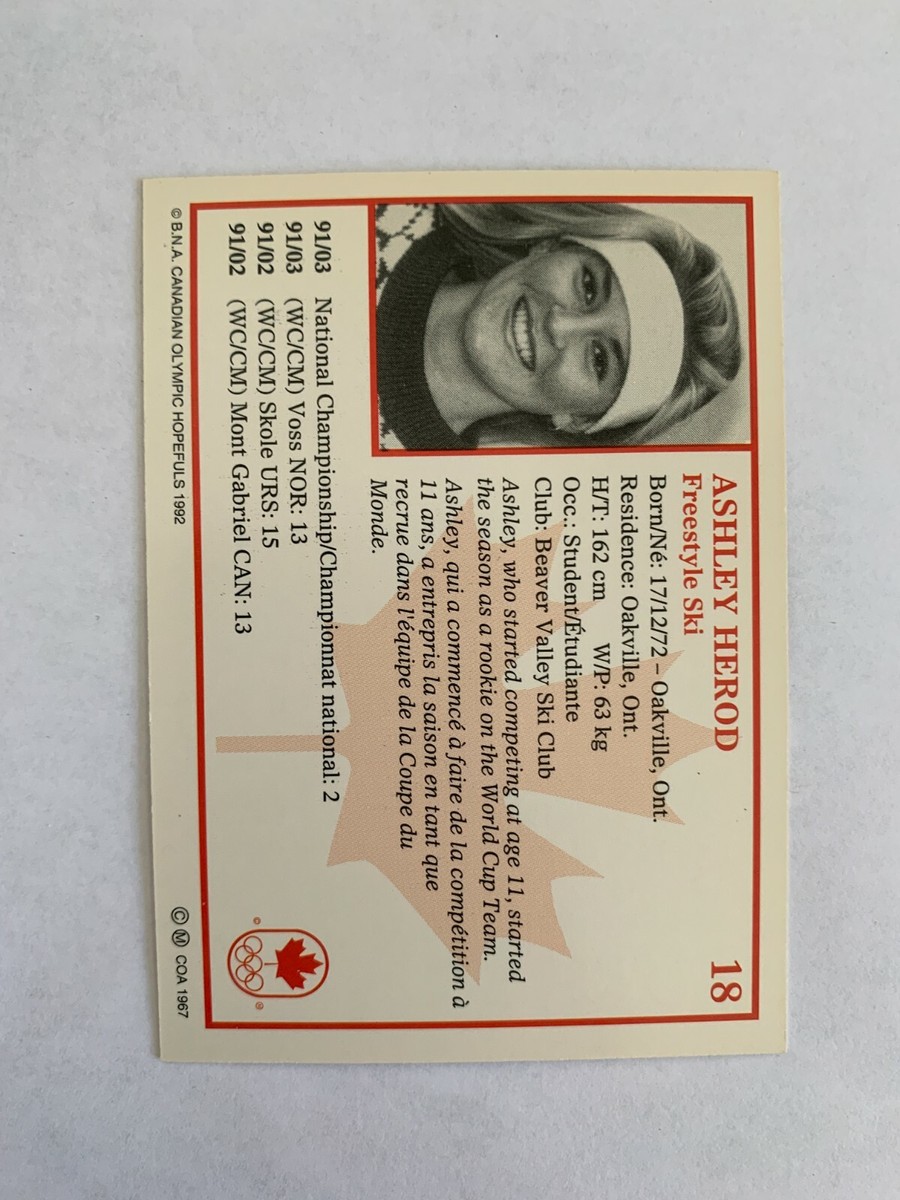 AUTOGRAPHED - 1992 Canadian Winter Olympics #18 Ashley Herod
