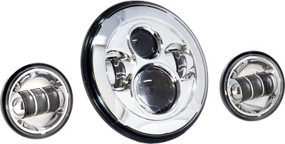 LECTRIC LIGHTING CO 7'' LED Headlight w/ Pass Lamps Chrome LLC-ILHK-7C