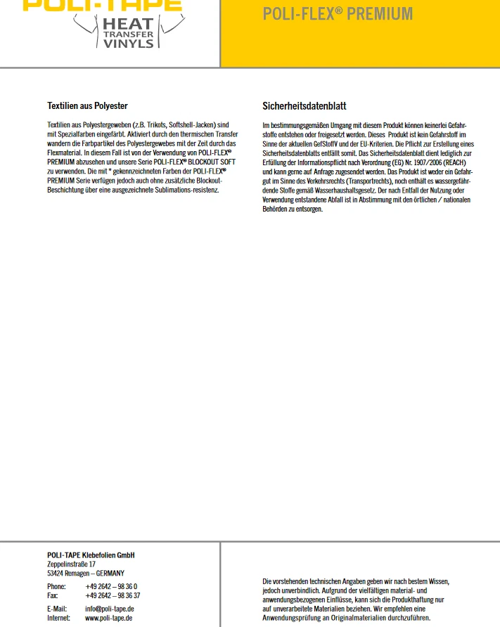 POLI-FLEX PREMIUM A4 Bögen Flex Folie Plotterfolie Bügel Textil T-Shirt Folie - Bild 4 von 4