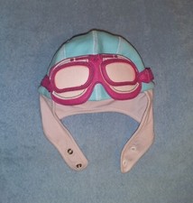 My Little Duckling Baby Girl Pilot/Aviator Hat,Goggles,Pink Aqua,Sz 6-9 Mts,NWOT