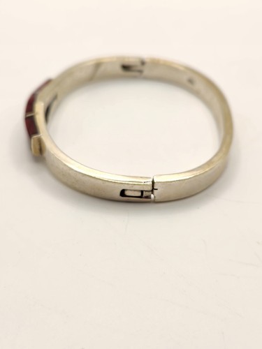 Mexico Sterling Silver Red Jasper Band Bracelet Vintage Christmas Gift, 28.3g - Picture 4 of 8
