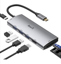 USB C Hub, Hub to HDMI Multiport AorZ C Dongle Adapter 7 in 1 Grey