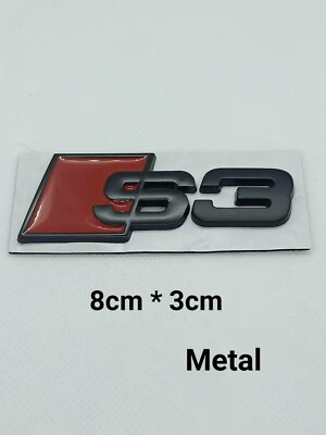 Autocollant Emblème Logo Audi S3 Arrière Noir Brillant - Pour Personnalisation Carrosserie - Neuf