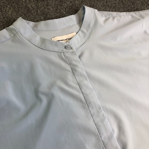 Ministry Of Supply Juno Top Boxy Mujer Medio Azul Claro Manga Corta Popover