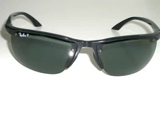 RAY BAN RB4065 W3331 SLEEK SHINY BLACK POLARIZED HALF RIMLESS WRAP SUNGLASSES