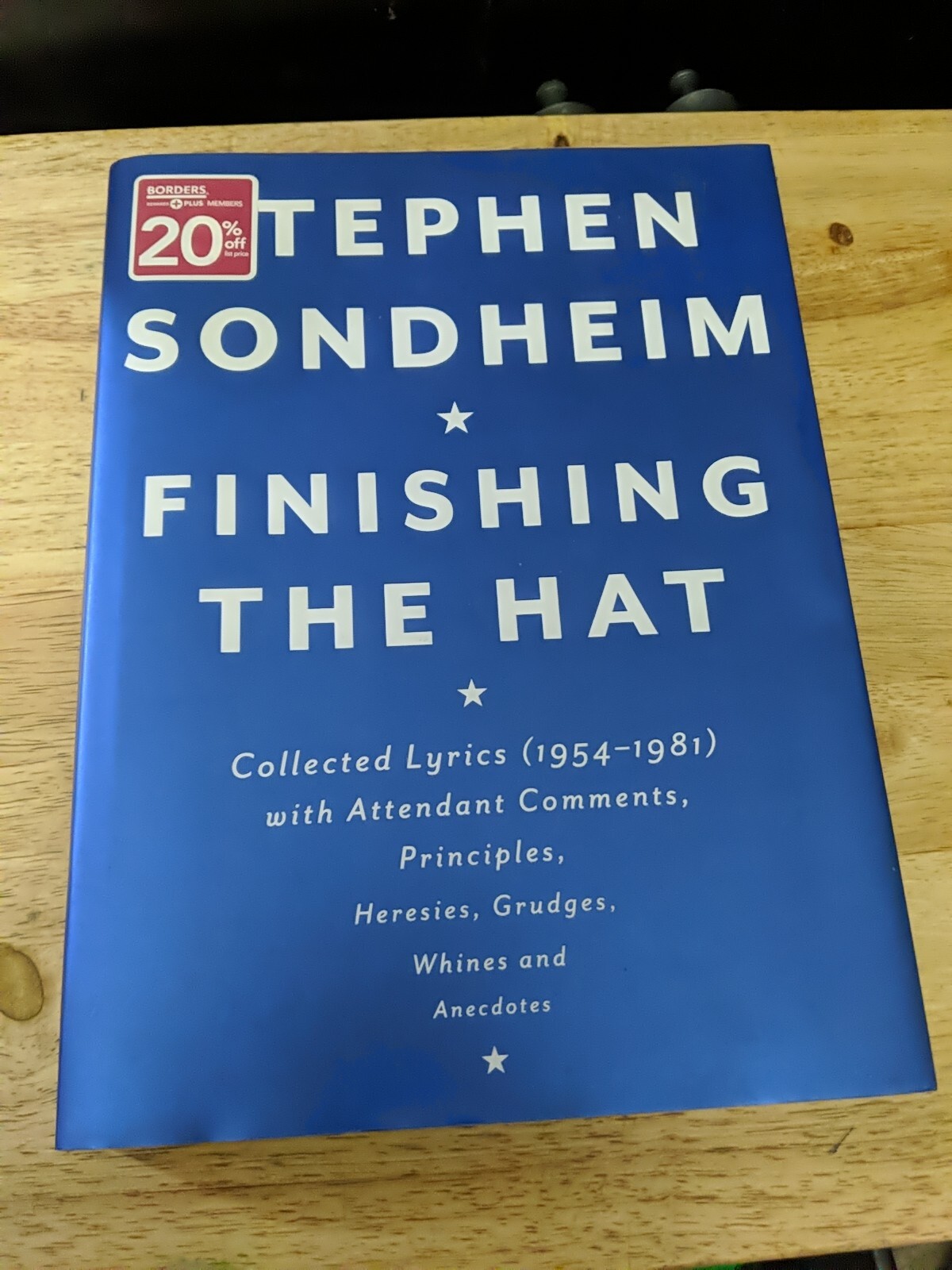 STEPHEN SONDHEIM FINISHING THE HAT (strong VG+ 2010 HB) eBay