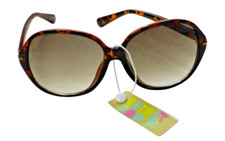SUNGLASSES-Oval High Fashion Tortoise Shell Frame Gradient Brown Lens Women Men