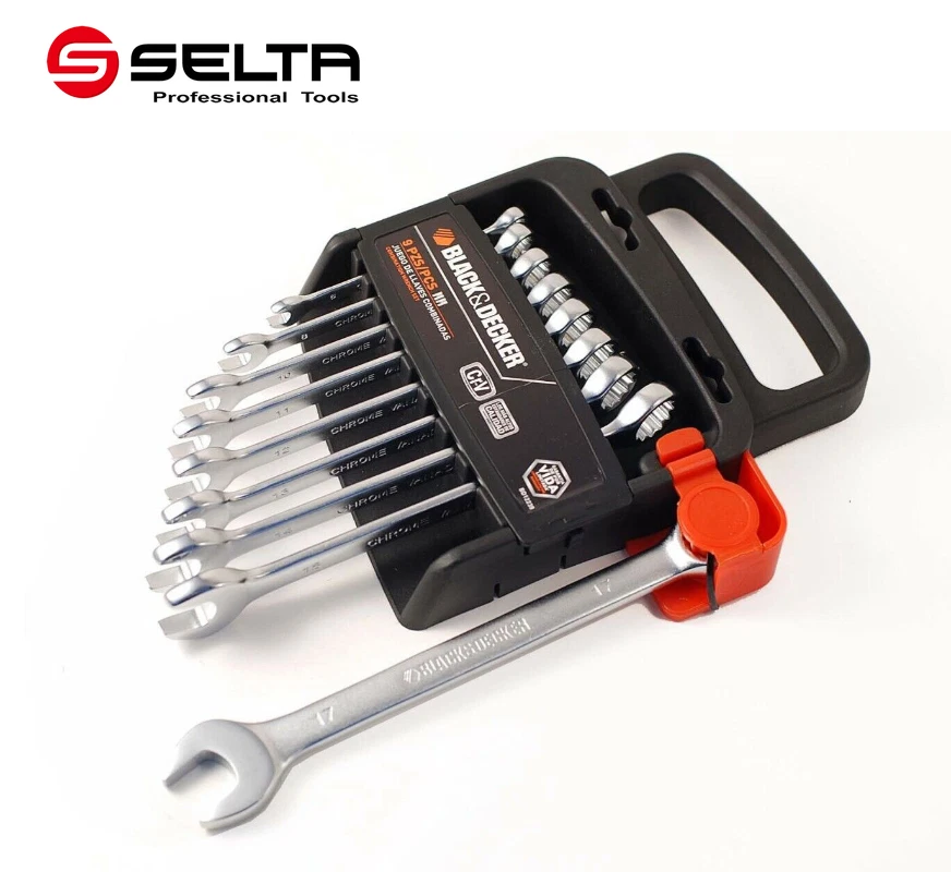 BLACK + DECKER 9pc Combination Open & Ring Spanner Wrench Set: Metric/Imperial - image 2 of 4