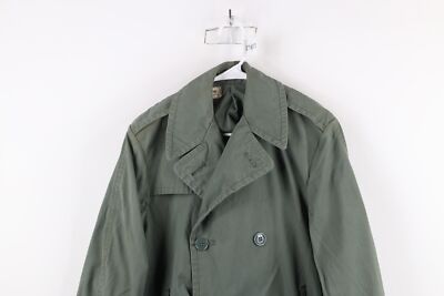 Vintage 70s Vietnam War Mens 34R Quarpel 274 Army Green Raincoat