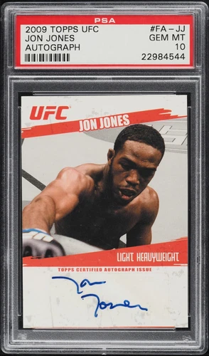 2009 Jon Jones RC Topps UFC Round 2 1st Auto Rookie FA-JJ PSA 10 Auto 10