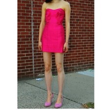 NWOT COREY Pink Ruffled Strapless Mini Dress Size 0 Made in USA MSRP $196