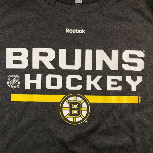 Boston Bruins Shirt Youth Large Black Reebok Center Ice Play Dry Long Sleeve NHL - Picture 3 of 10