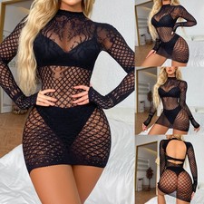 Hot Sale Lace Lingerie Fishnet Bodysuit Bodycon Dress Nightwear for Women