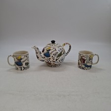 Cardew Design 1998 Alice in Wonderland Teapot & 2 Mugs Set Angel Dominguez